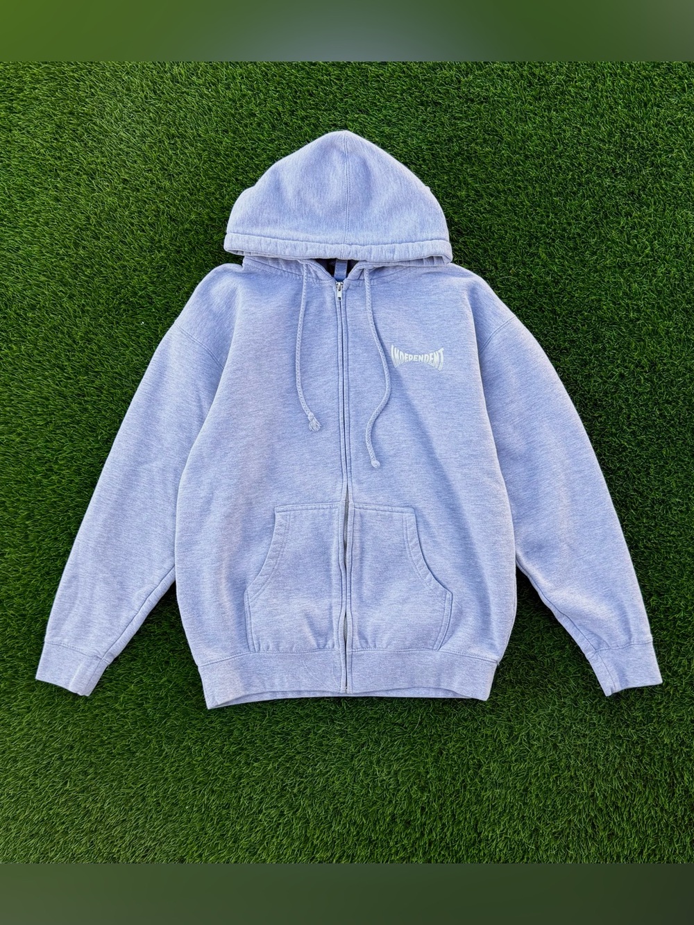 Independent Trucks Skateboarding Hoodie Grey Full Zip Up Sweatshirt Size Large